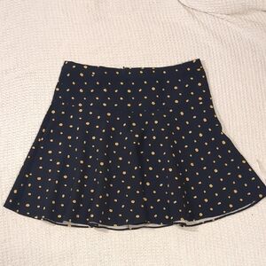 Roz & Ali Dark Blue Skater Skirt with Gold Polka Dots